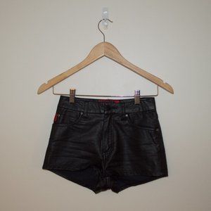 Faux Vegan Leather Black Booty Shorts